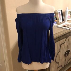 Sanctuary Off-Shoulder Blue Blouse
